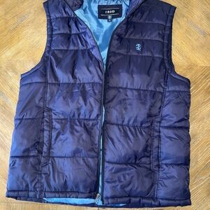 IZOD Mens Navy Blue Puffer Vest Quilted Full Zip Sleeveless Jacket Size M